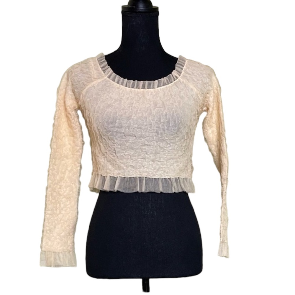 Zara Cropped Long Sleeves Top with Frills NWT (Z)